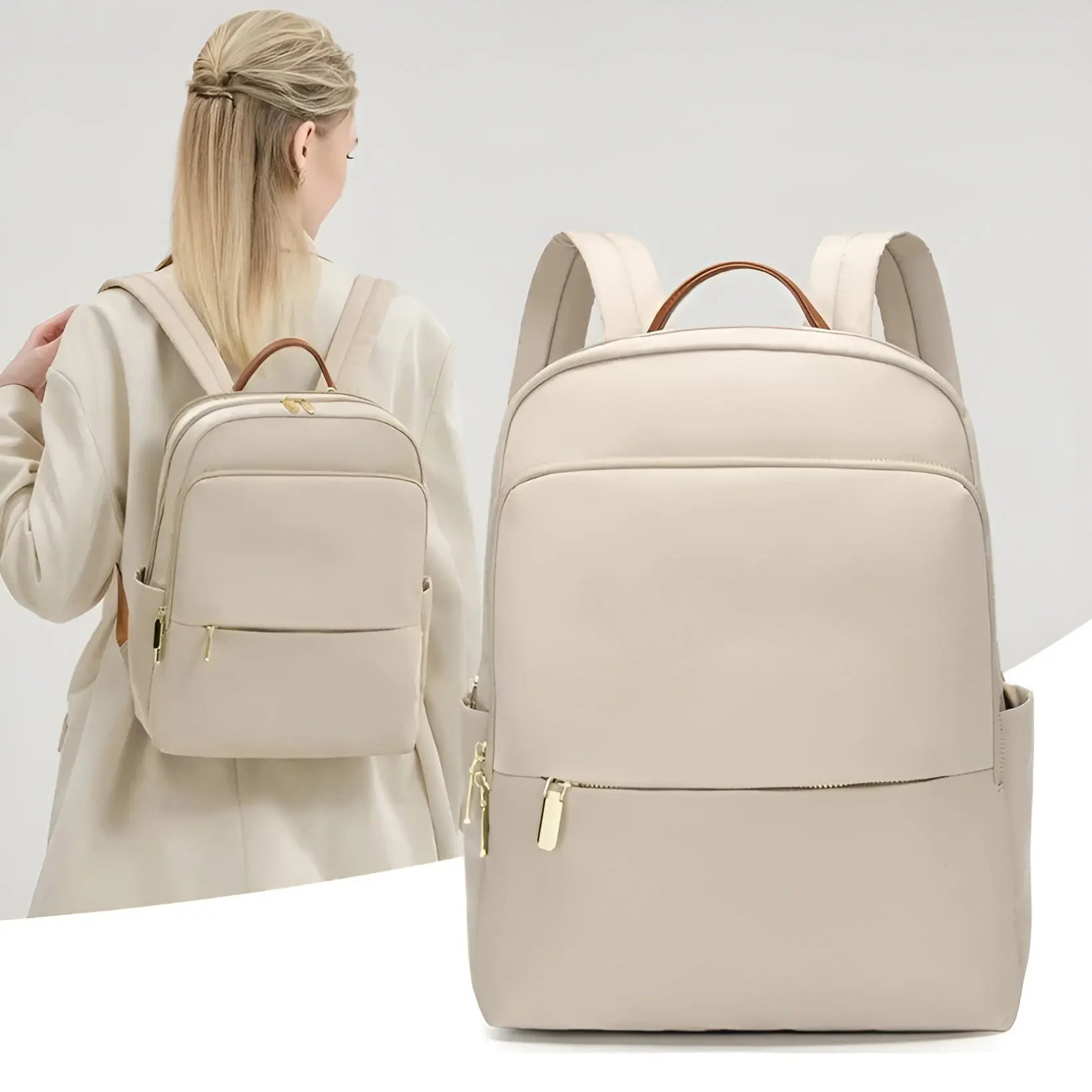 Barbara | Organiseret & Elegant Rygsæk Khaki Nuvenci.dk