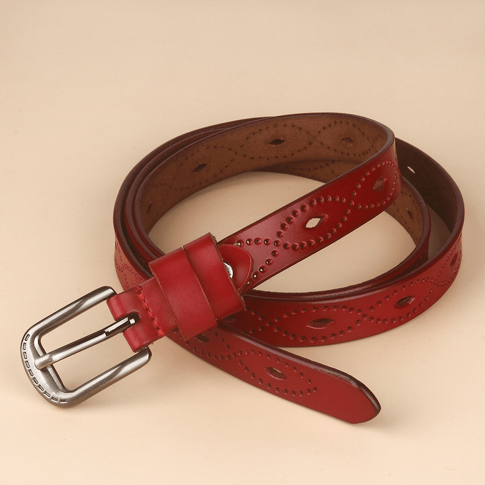 BeltCraft | Elegant Vintage Læderbælte med Kobberspænde Rød Nuvenci.dk
