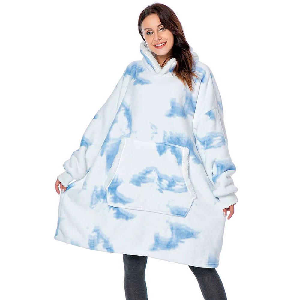 Betty | Luksuriøs Vintervarme Hoodie Dækken Tie Dye Blå One Size Nuvenci.dk