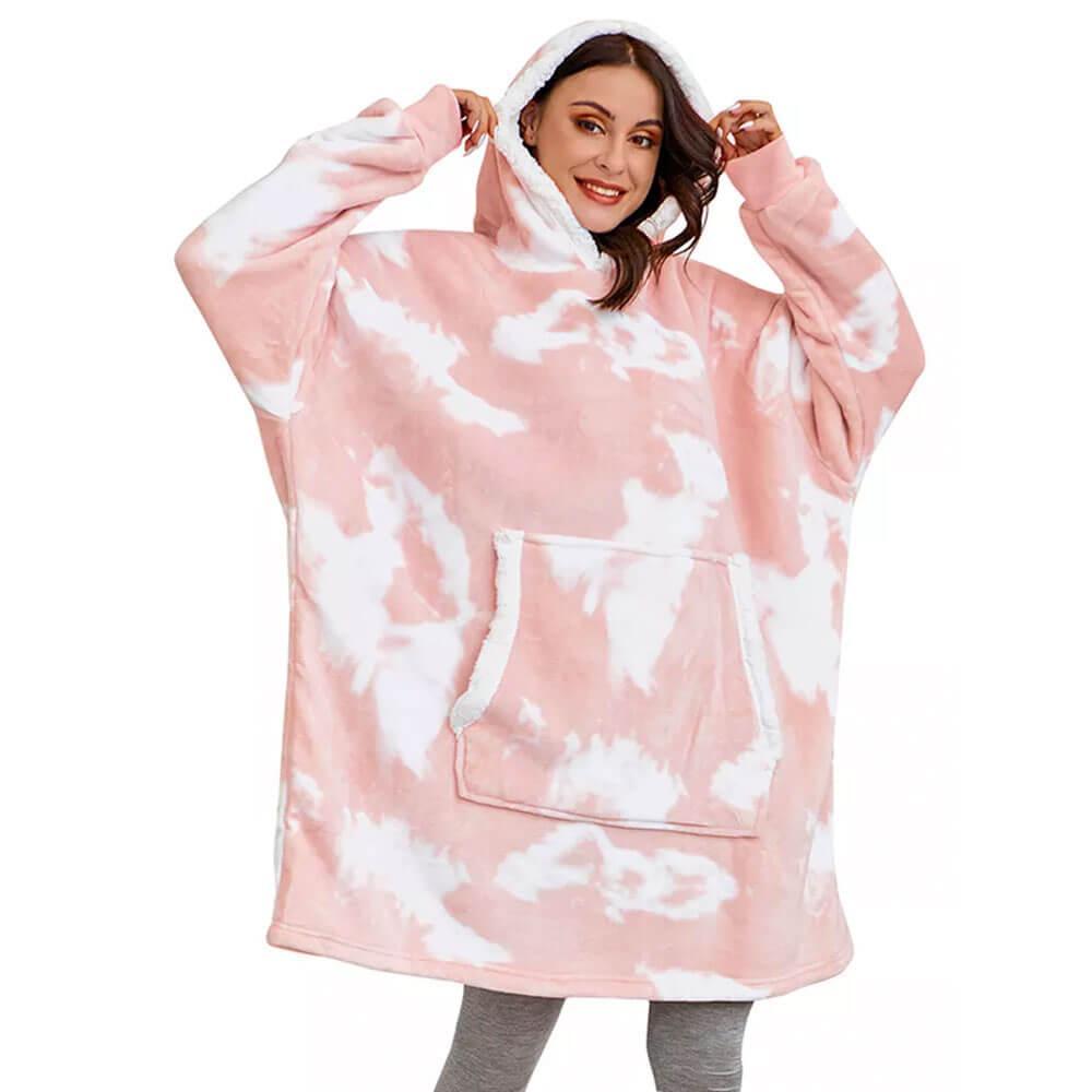 Betty | Luksuriøs Vintervarme Hoodie Dækken Tie Dye Pink One Size Nuvenci.dk