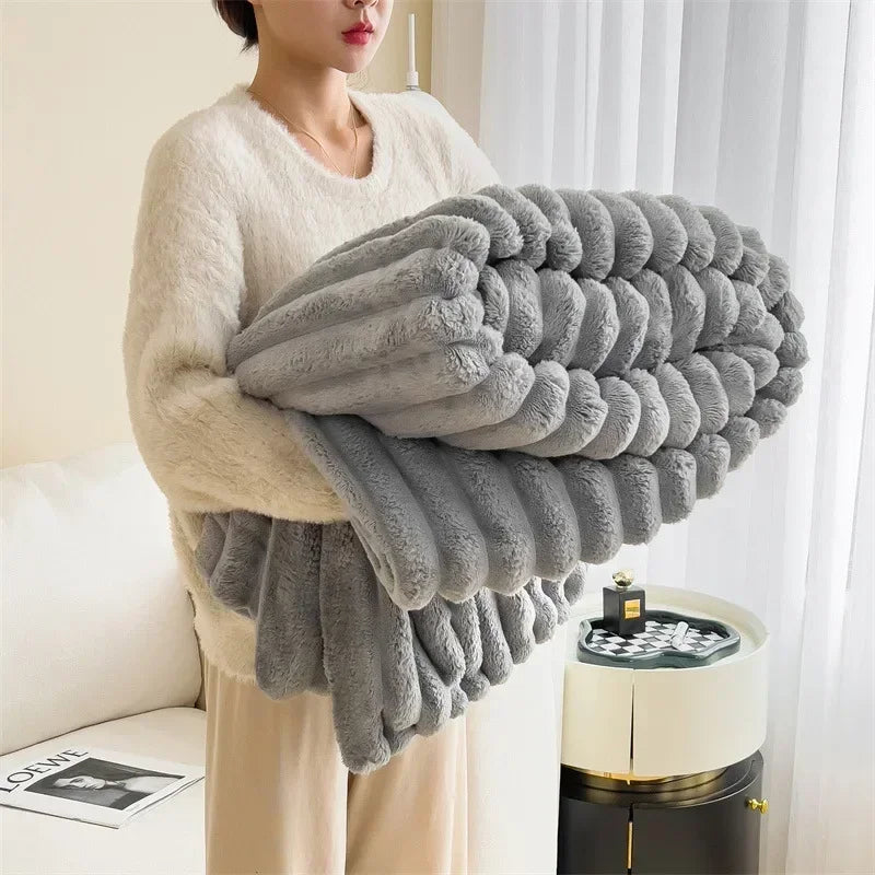 BunnyVelvet | Lækre Fleece-Tæppe Sølvgrå Nuvenci.dk