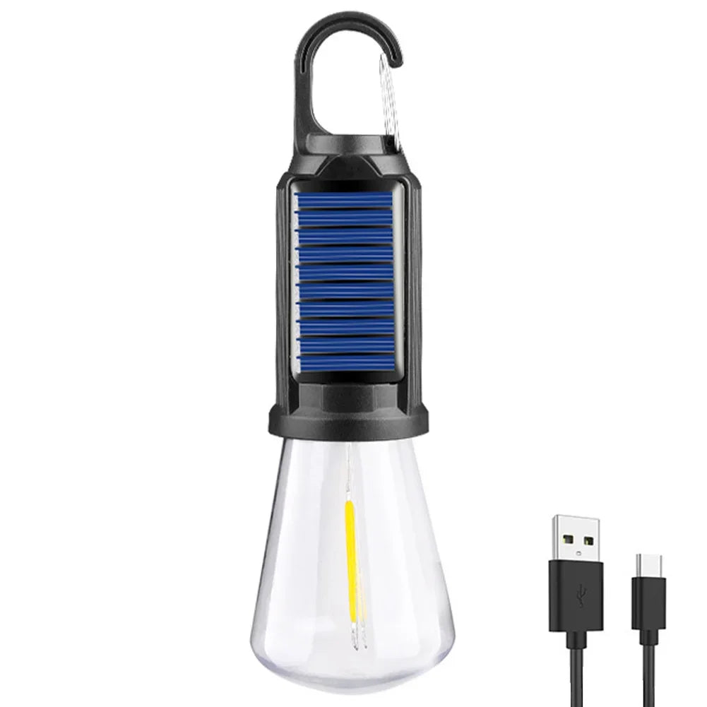 CampGlow | Solcelledrevet genopladelig campinglampe med krog Flad Nuvenci.dk