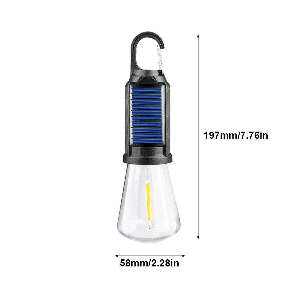 CampGlow | Solcelledrevet genopladelig campinglampe med krog Nuvenci.dk