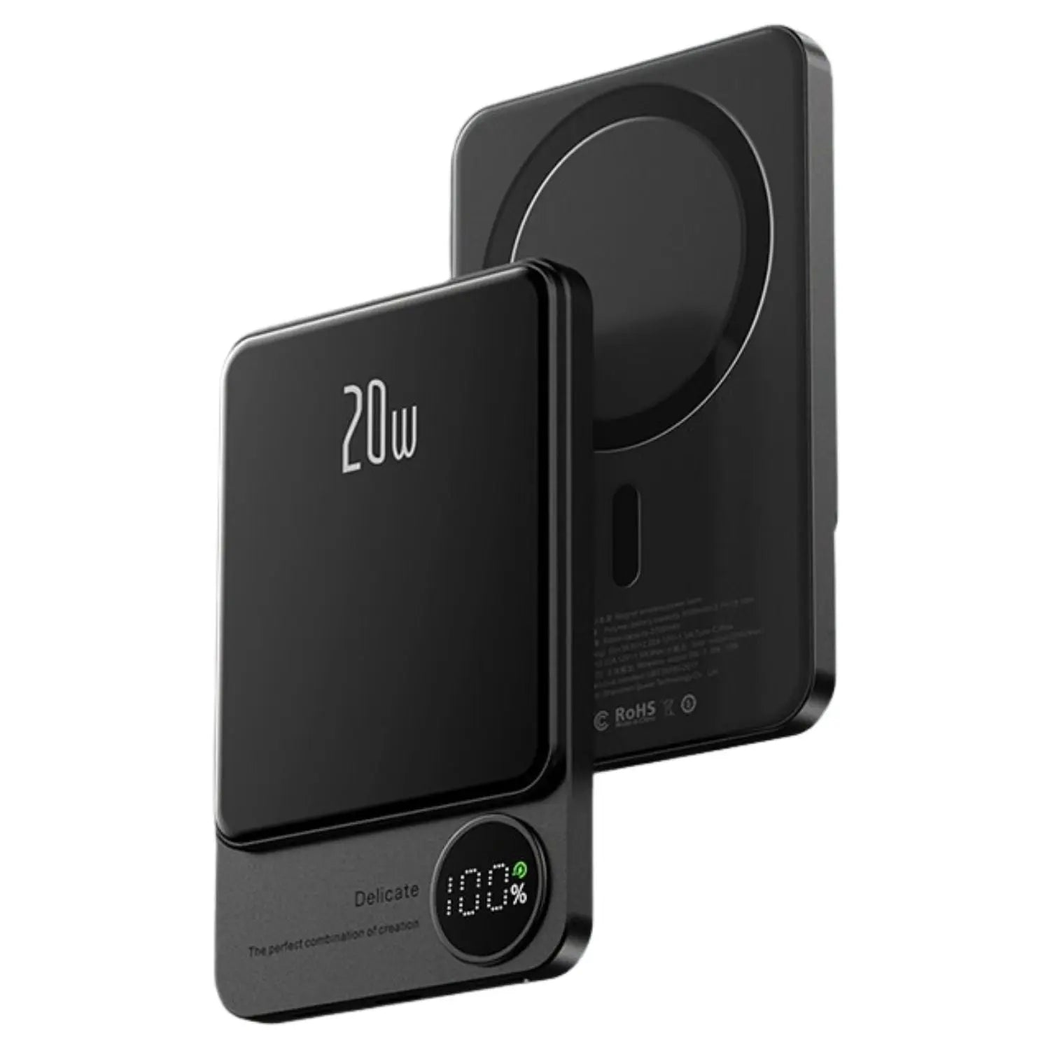 ChargeSphere | Magnetisk Powerbank – Hurtig og Sikker Opladning på Farten Sort Nuvenci.dk