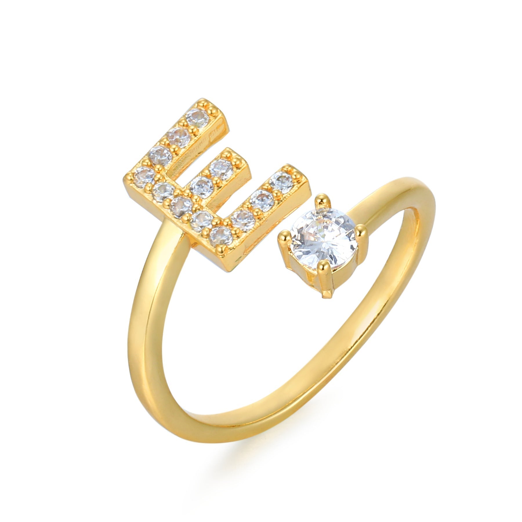CharmBand | Personlig & Elegant Bogstavring Guld E Nuvenci.dk