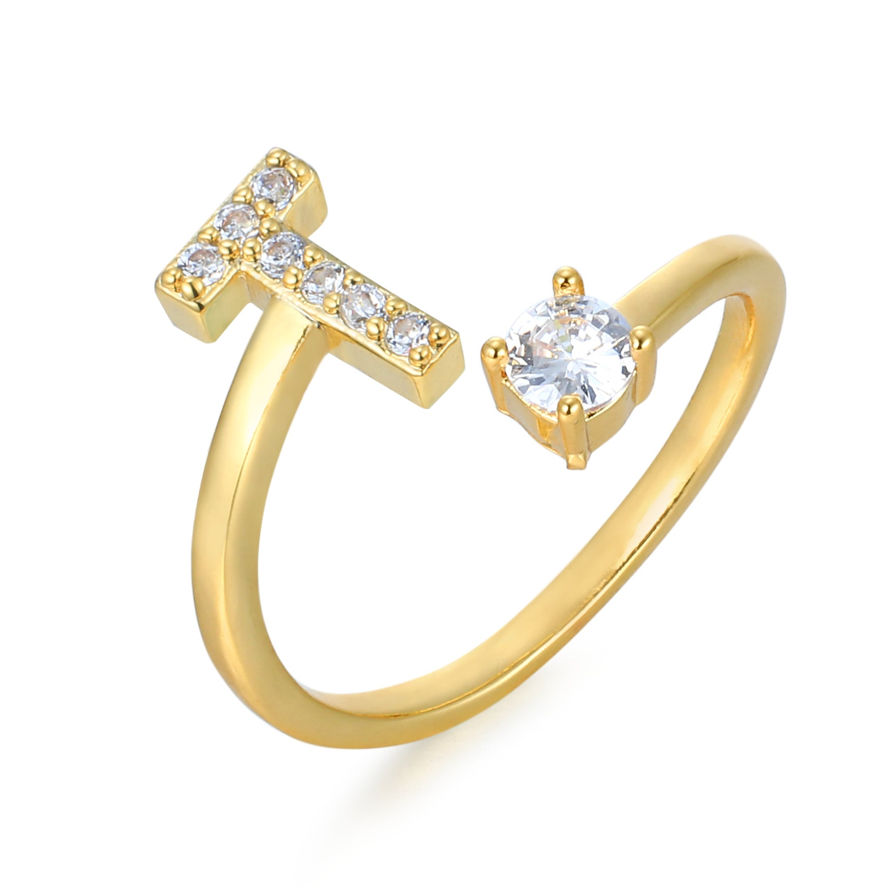 CharmBand | Personlig & Elegant Bogstavring Guld T Nuvenci.dk