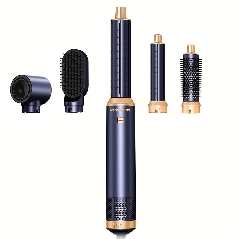 CurlMate | 5-i-1 Hårtørrer & Multistyler til Perfekte Krøller og Glat Hår Blå Nuvenci.dk