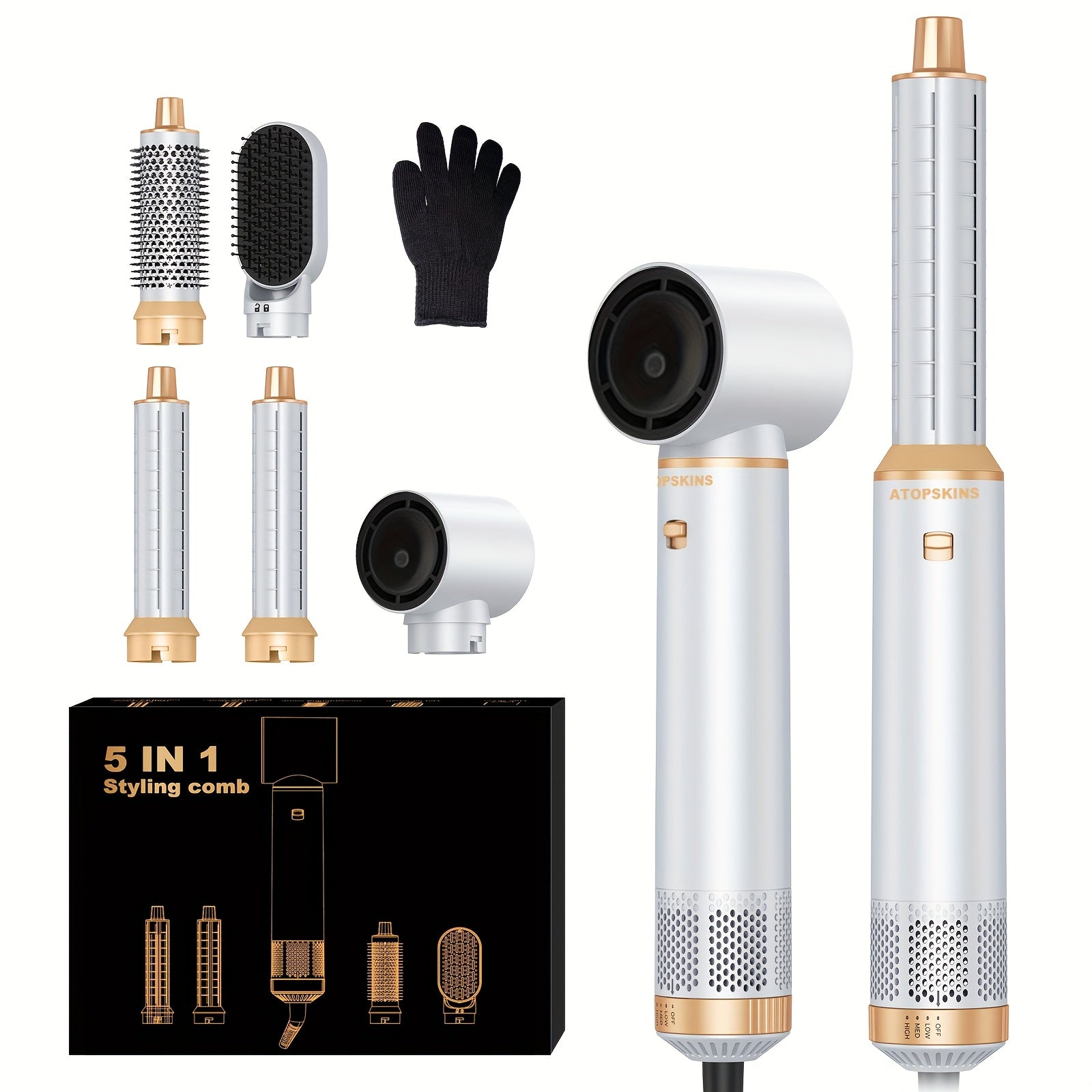 CurlMate | 5-i-1 Hårtørrer & Multistyler til Perfekte Krøller og Glat Hår Nuvenci.dk