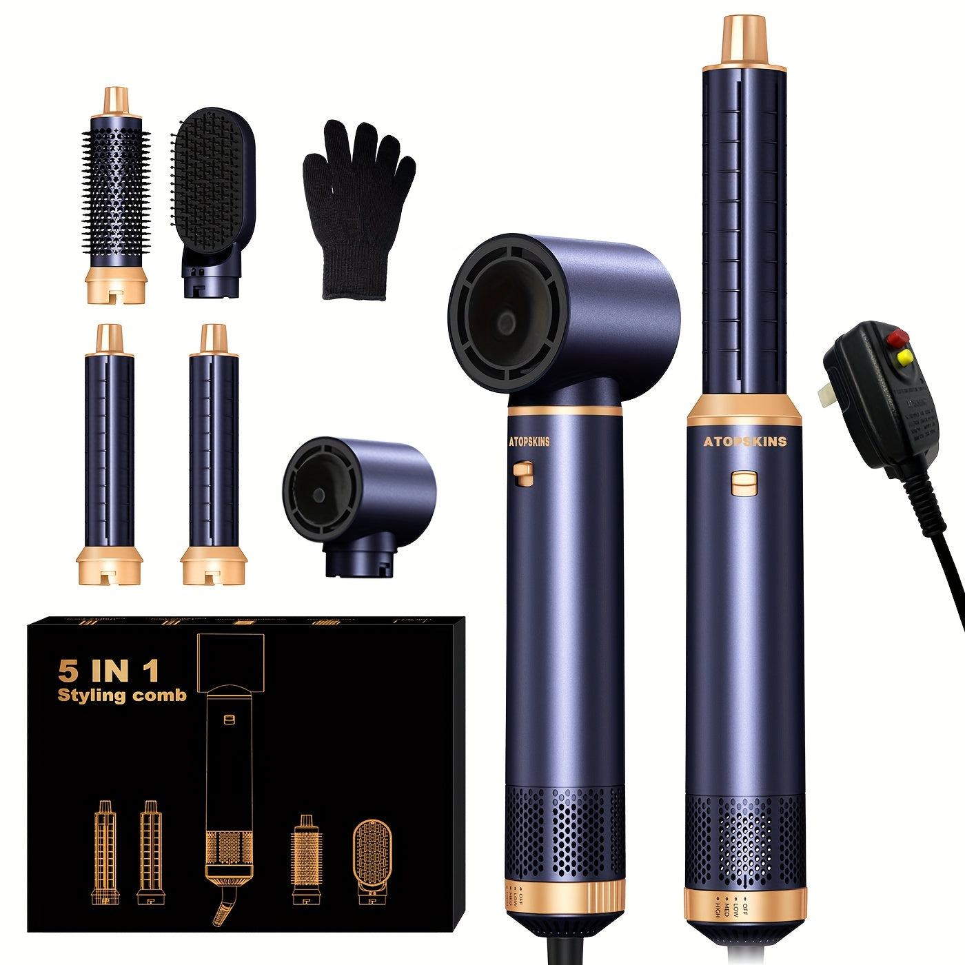 CurlMate | 5-i-1 Hårtørrer & Multistyler til Perfekte Krøller og Glat Hår Nuvenci.dk