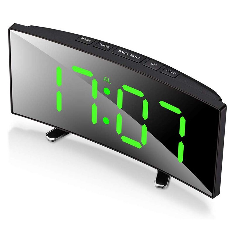 CurveClock | LED Digital Vækkeur med Buet Skærm og Automatisk Lys Nuvenci.dk