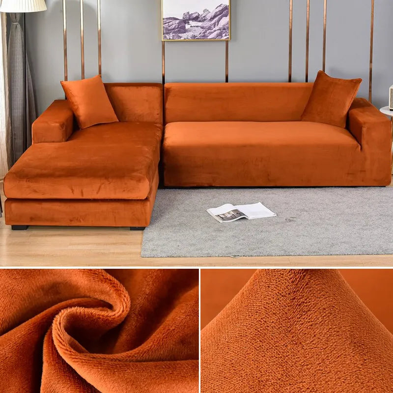 CushionEase | Stilfuldt Stræksbetræk til Sofa Orangebrun Nuvenci.dk