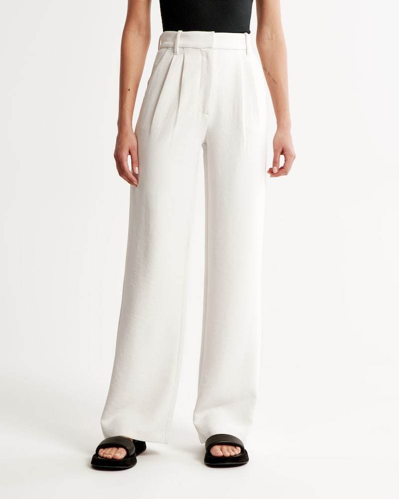 ElitePants | Elegante brede bukser med høj talje Hvid Nuvenci.dk