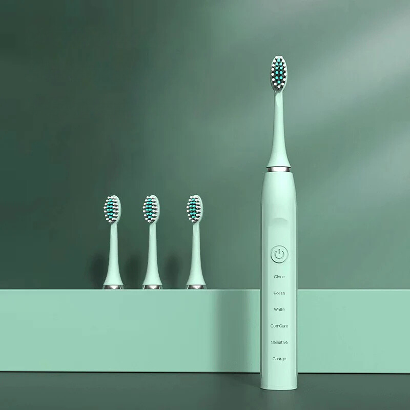 FreshVibe | Sonic Tandbørste med Langtidsholdbare Børstehoveder Grøn Nuvenci.dk