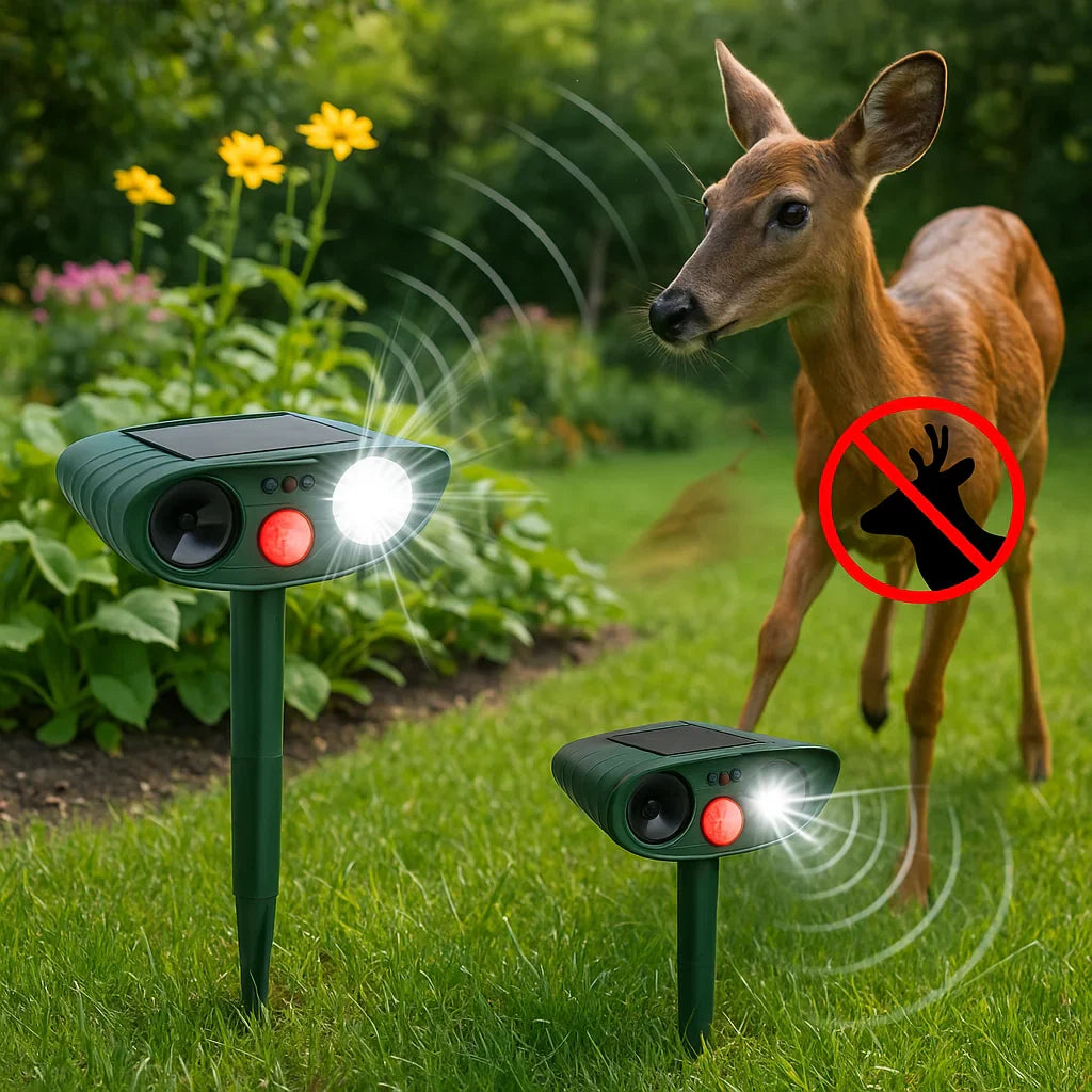GardenGuard | Dyreskræmmer – Trådløs Solcelledrevet Drift Nuvenci.dk
