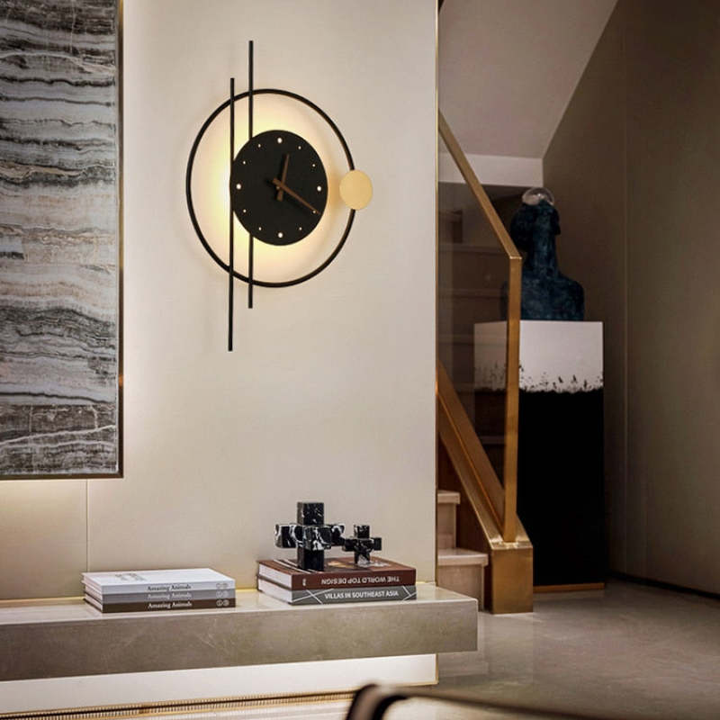 GlowClock | Moderne Væglampe Med Ur Sort Nuvenci.dk