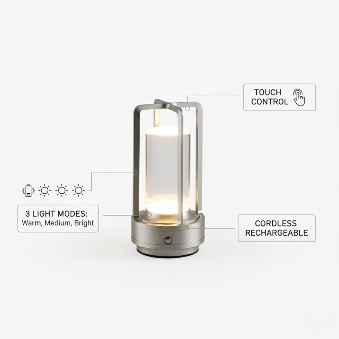 GlowEase | LED Bordlampe – Justerbar Hyggebelysning Nuvenci.dk