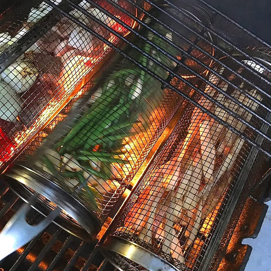 GrillRoll | Multifunktionel Roterende Grillkurv Nuvenci.dk