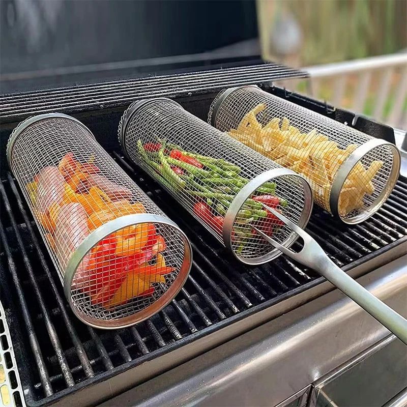 GrillRoll | Multifunktionel Roterende Grillkurv Stor 2+1 GRATIS Nuvenci.dk
