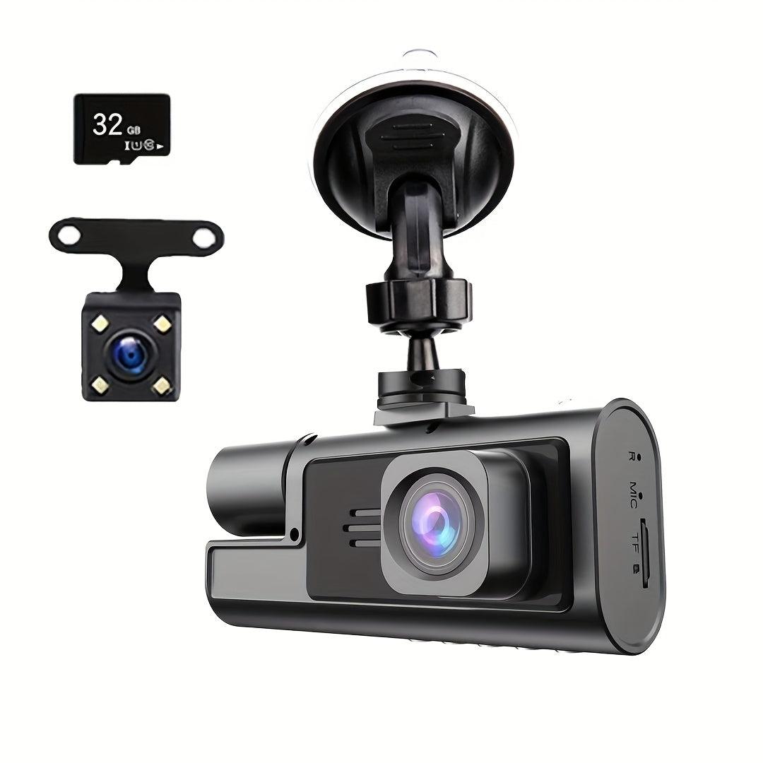 GuardCam | 1080P Dashcam med Kollision- og Parkeringssensor 3 Kamera +32G Kort Nuvenci.dk