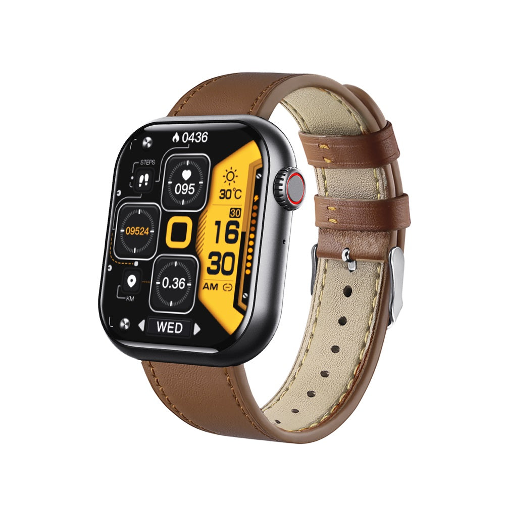 HealthSync | Avanceret sundhedsovervågnings-smartwatch F57 Anlauffarben Læder brun Nuvenci.dk