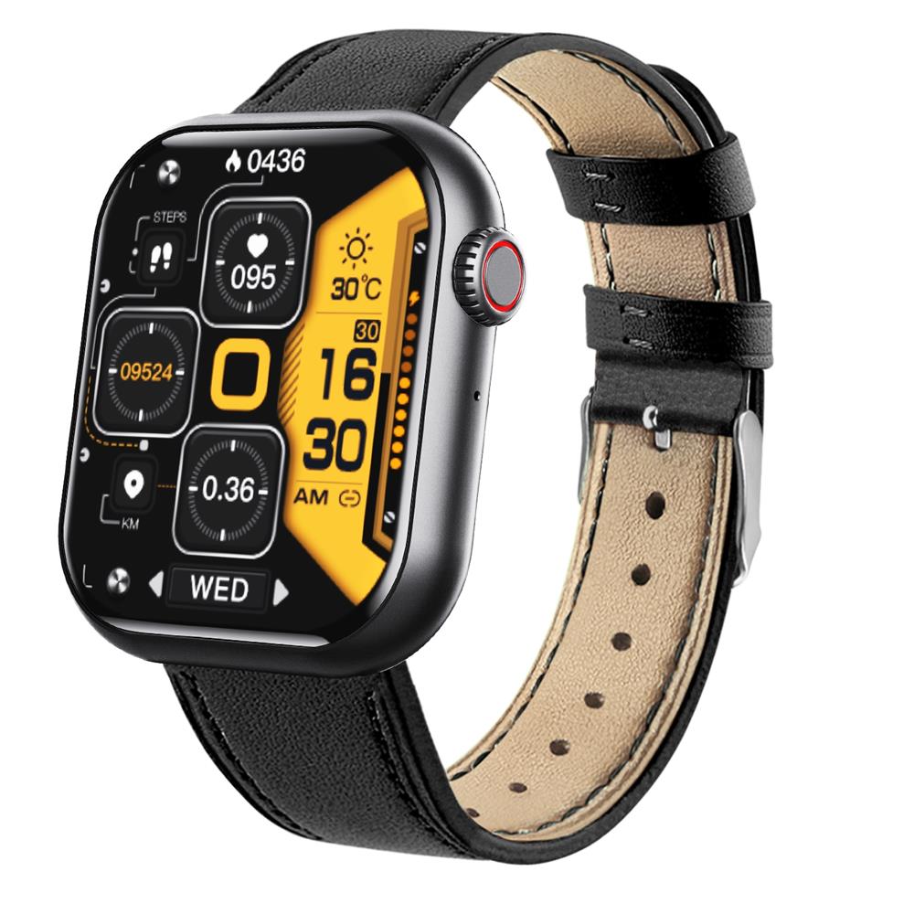 HealthSync | Avanceret sundhedsovervågnings-smartwatch F57 Anlauffarben Læder sort Nuvenci.dk