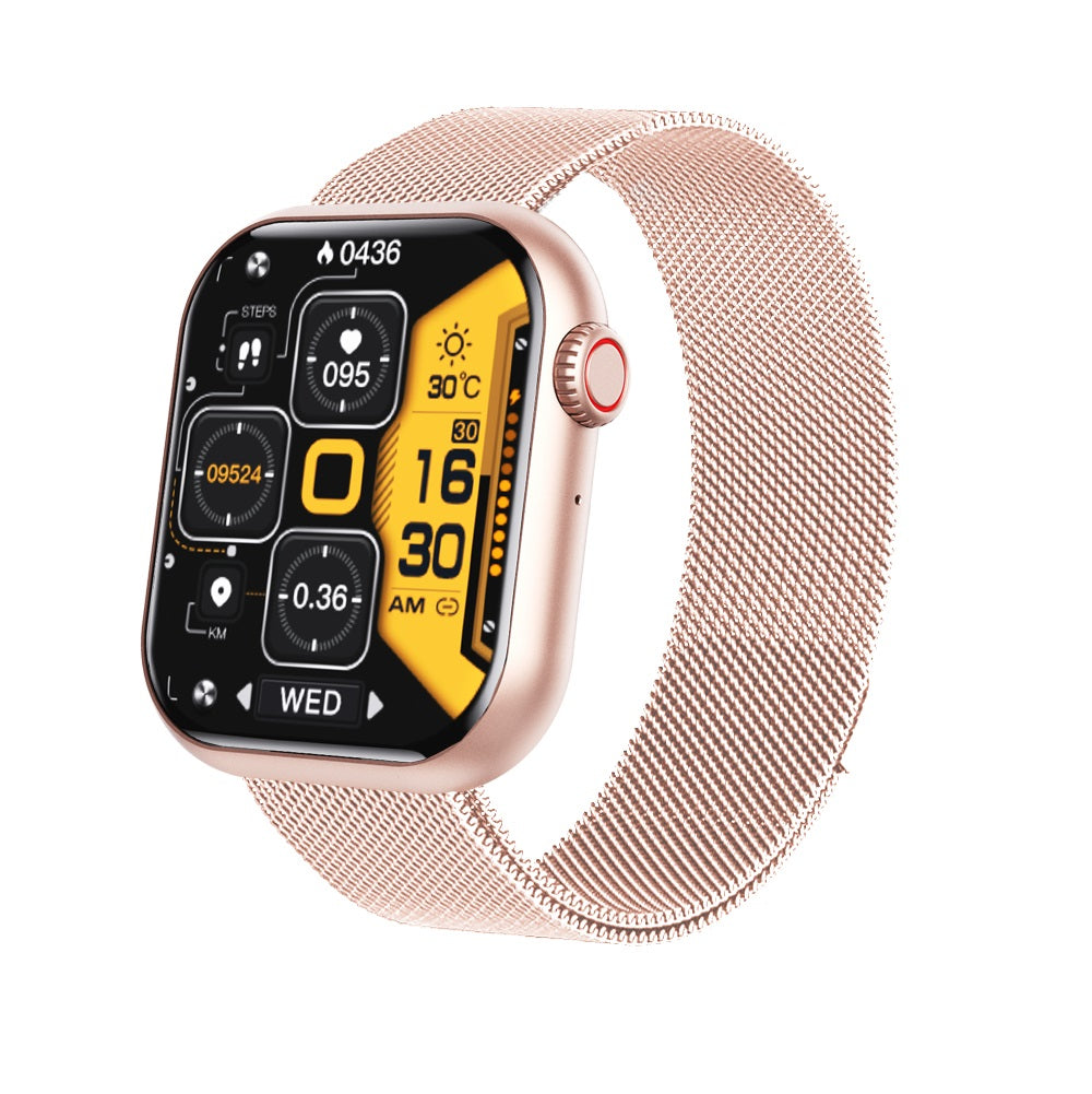 HealthSync | Avanceret sundhedsovervågnings-smartwatch F57 Guld Pink Milano Nuvenci.dk