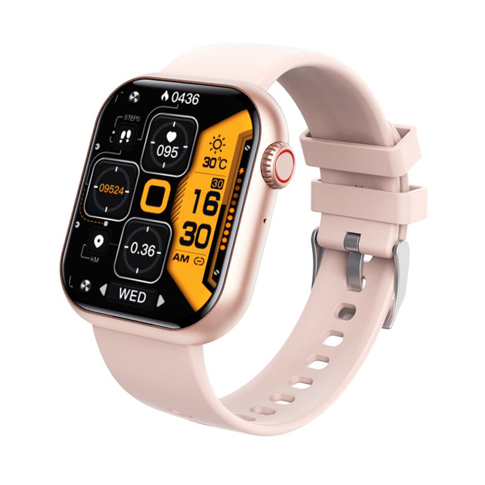 HealthSync | Avanceret sundhedsovervågnings-smartwatch F57 Guld Silikonrosa Nuvenci.dk