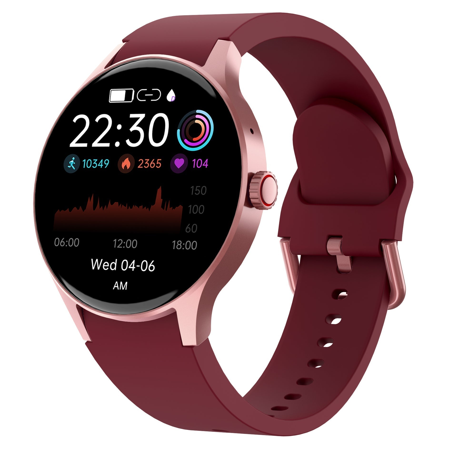 HealthSync | Avanceret sundhedsovervågnings-smartwatch Y80 Mørkerosa Nuvenci.dk
