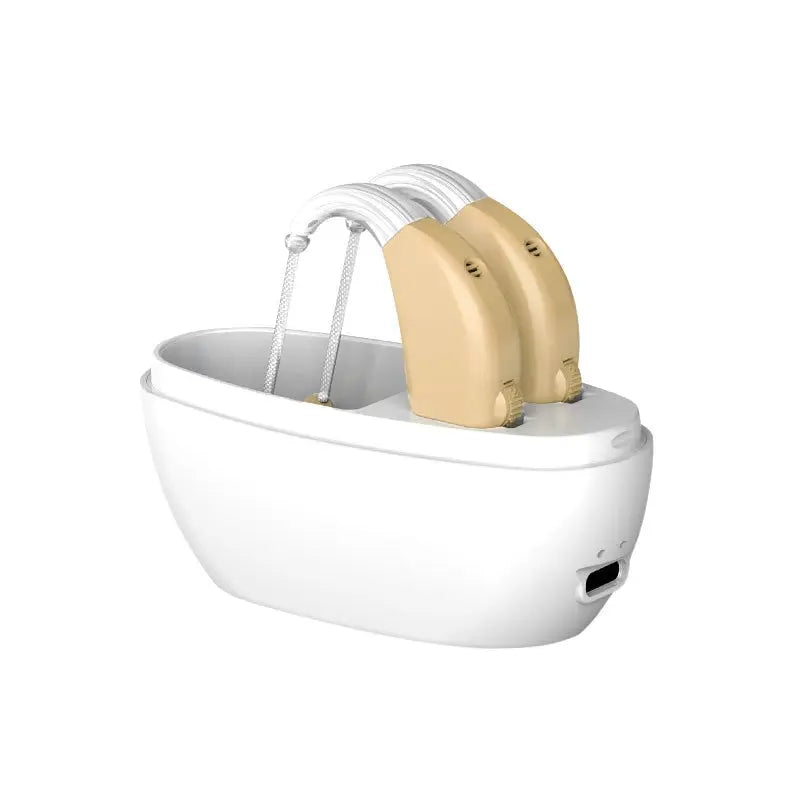 HearMax | Kompakt høreapparat med støjreduktion Hvid-beige Nuvenci.dk