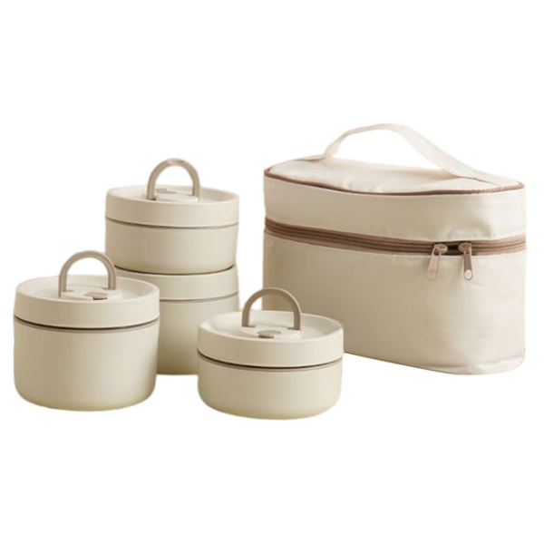HotCarry | Flerlags Isoleret Madkasse med Gratis Bæretaske Hvid 2x Lille + 2x Stor Nuvenci.dk