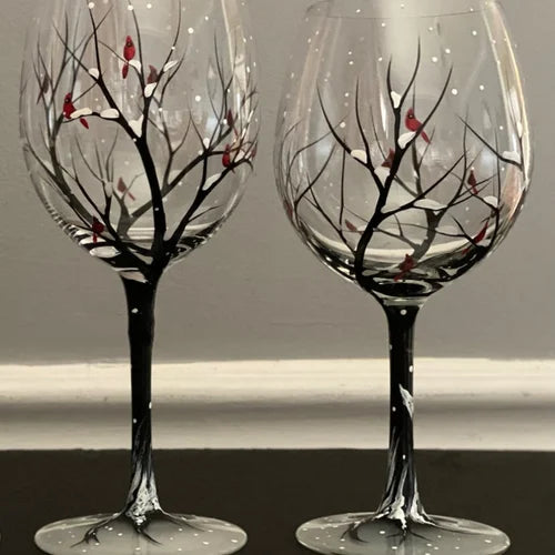 LeafGrace | Vinglas – Sæsoninspireret design der løfter borddækning Vinter Glas med stilk Nuvenci.dk