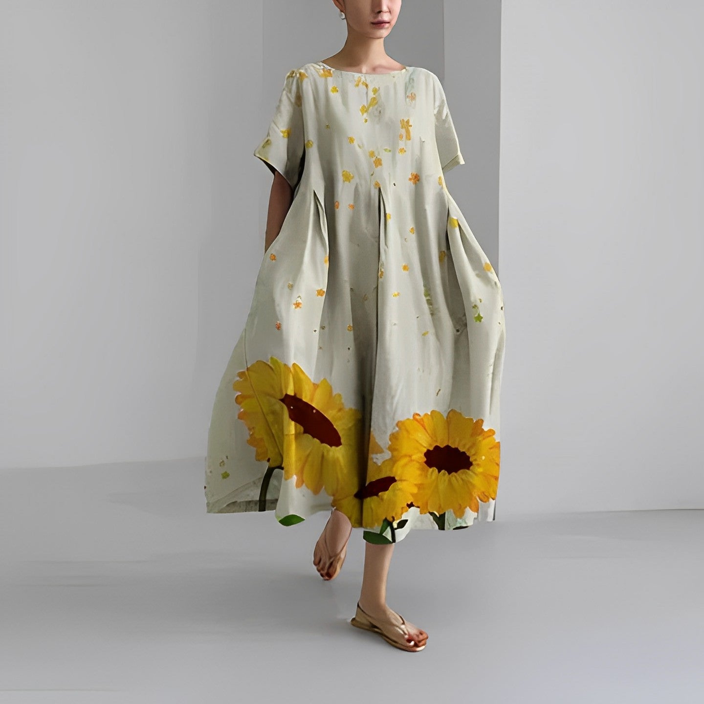 Lia | Dame Sommer Langkjole | Maxi Beige Nuvenci.dk