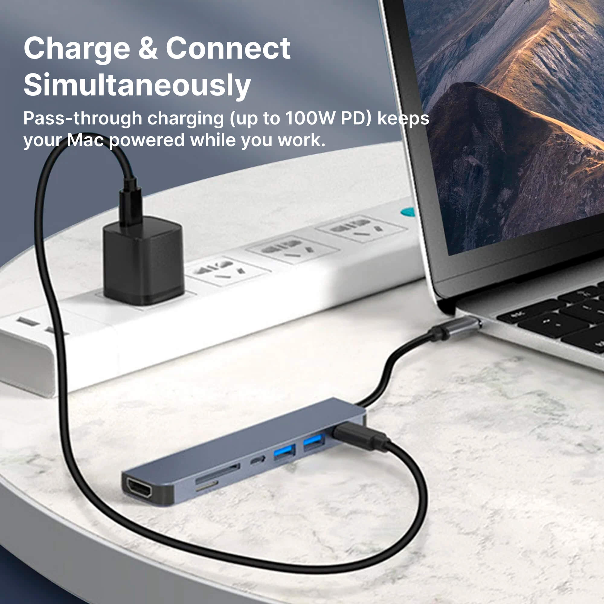 LinkZone | USB-C Hub – Hurtig Opladning & 4K Skærm Nuvenci.dk