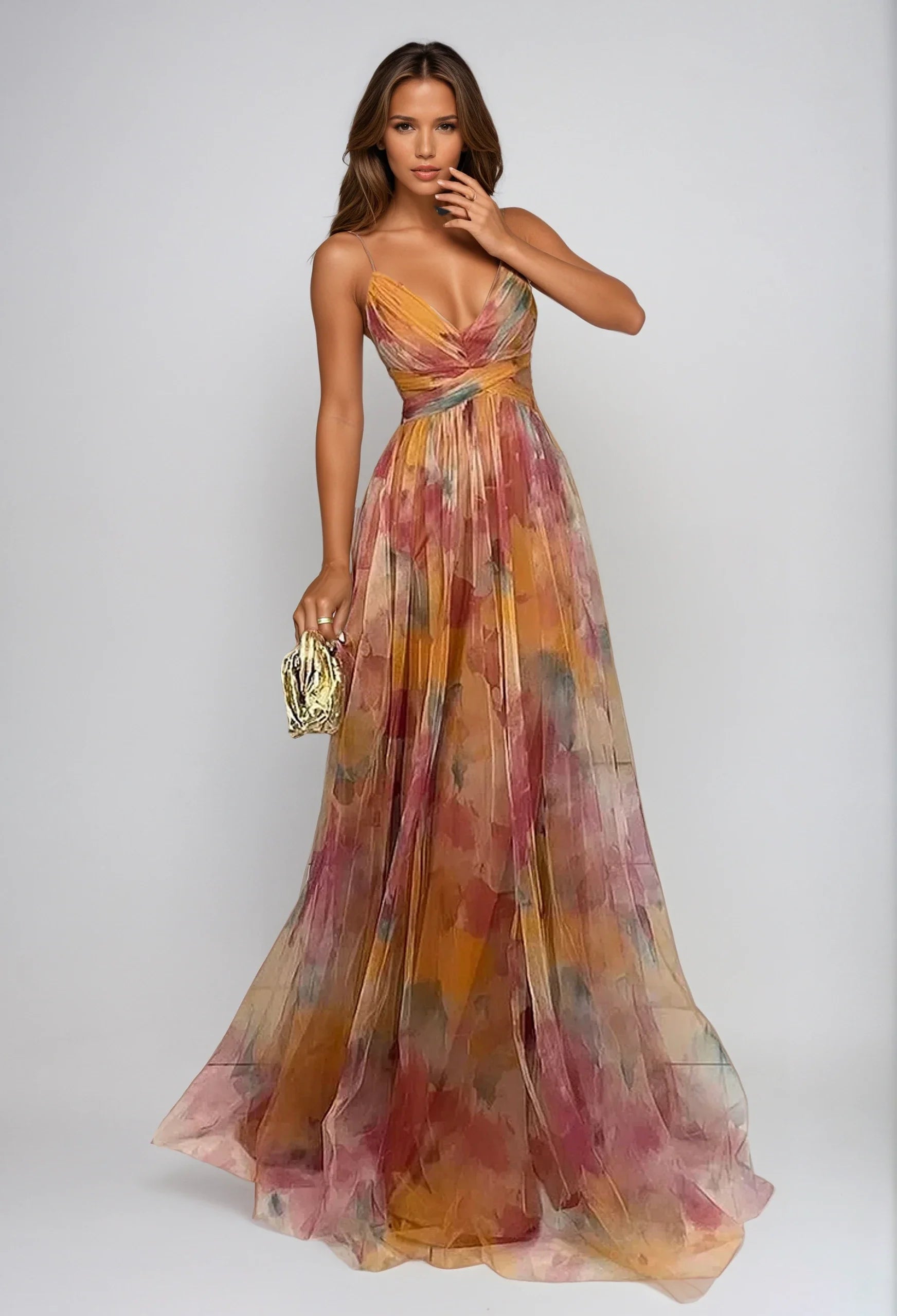 Lunaya | Blomstret Chiffonkjole – Let og Elegant til Sommerdage Orange Nuvenci.dk