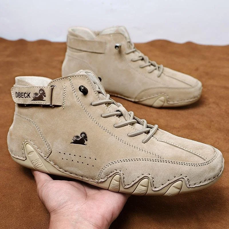 Matteo | Håndlavede italienske high-top sneakers Khaki Nuvenci.dk