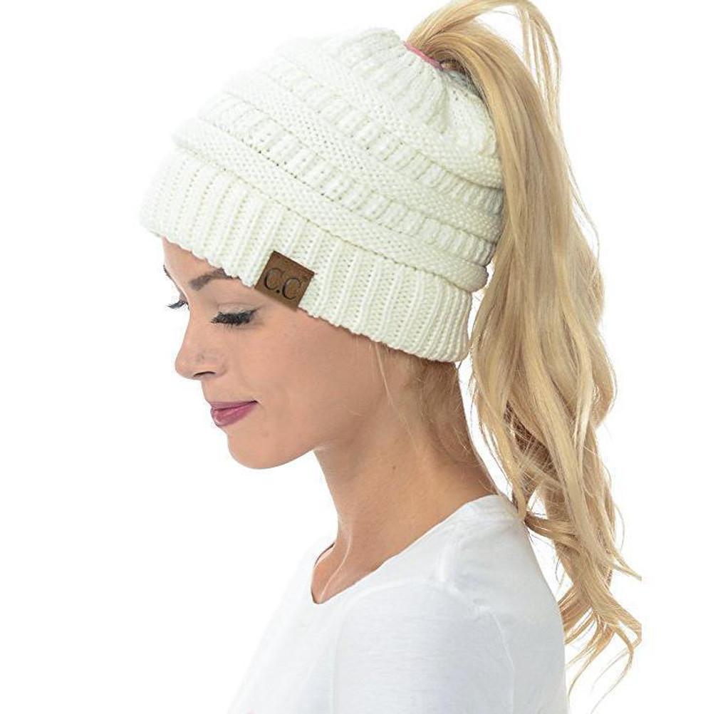 Natalie | Beanie – Vinterhue med Stil og Fri Hestehale Hvid Nuvenci.dk