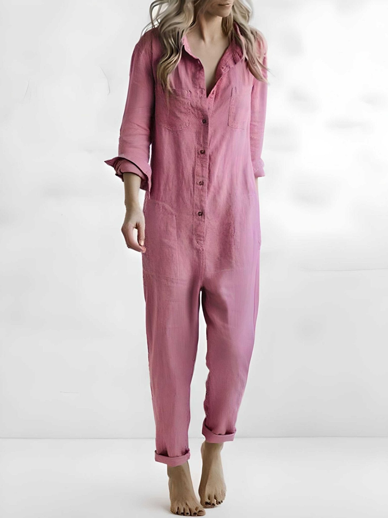 Alina | Stilren Polo Jumpsuit med Lommer | Kvindemode