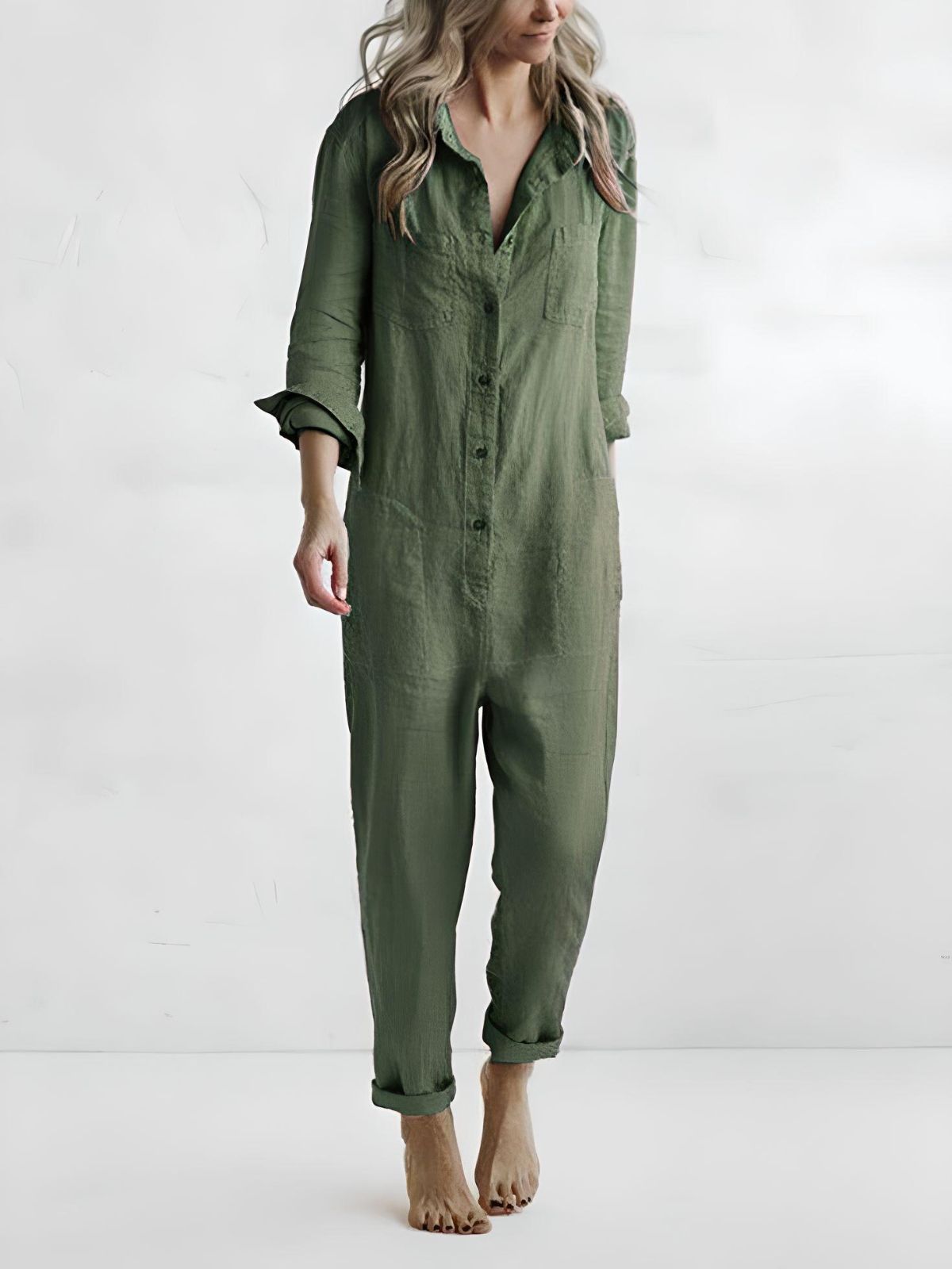 Alina | Stilren Polo Jumpsuit med Lommer | Kvindemode