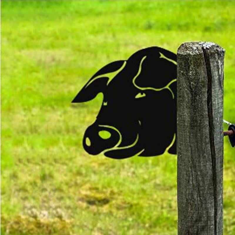 PeekCow | Metal kunstværk til haven Svinekød Nuvenci.dk