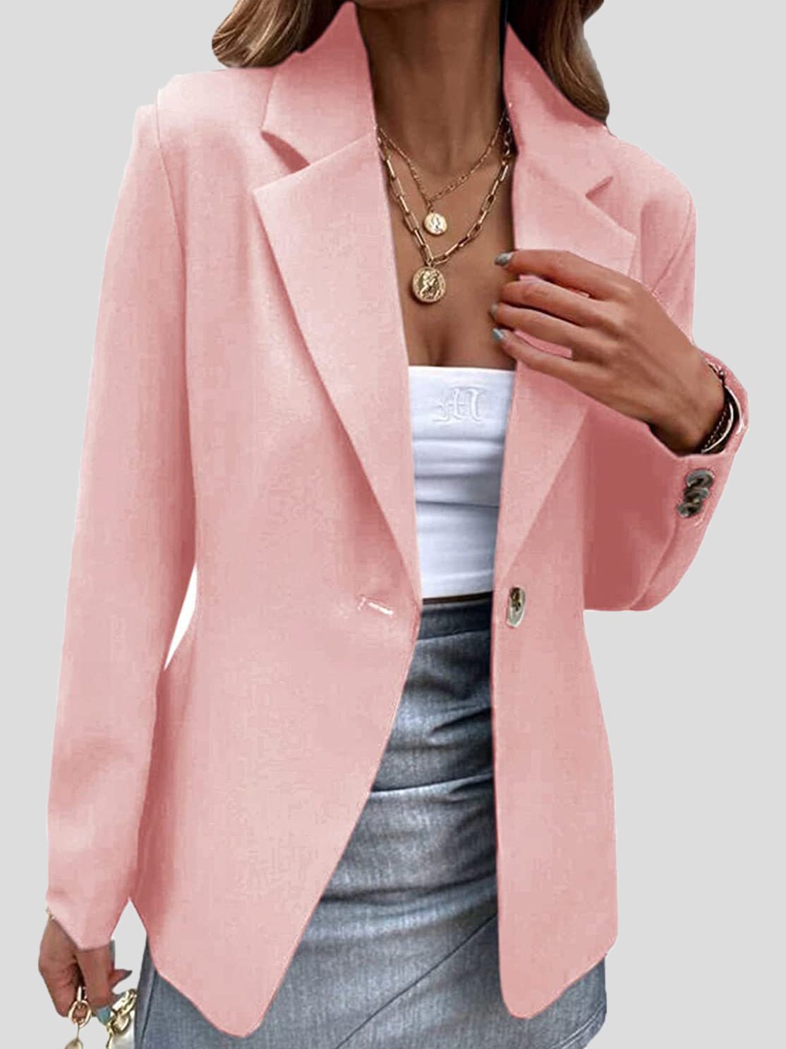 Perry | Blazer til kvinder - Elegant Enkel Revers-design Rosa Nuvenci.dk