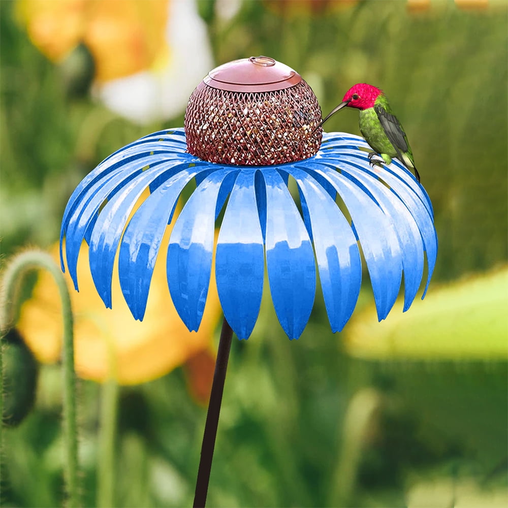 PetalPerch | Stilfuld fuglefoderstation i blomstermotiv Blå Nuvenci.dk