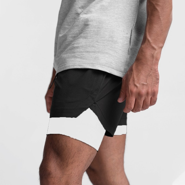 PowerFit | Behagelige Fitness-Shorts Sort med hvidt for Nuvenci.dk