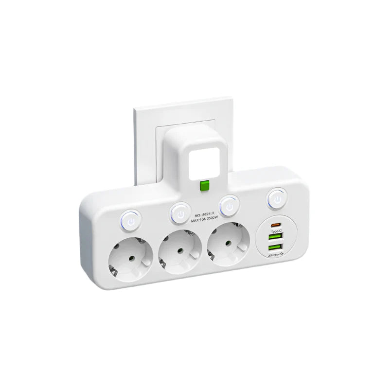 Powerlynk - Vægmonteret Stikdåse Med Usb Hvid USB Nuvenci.dk