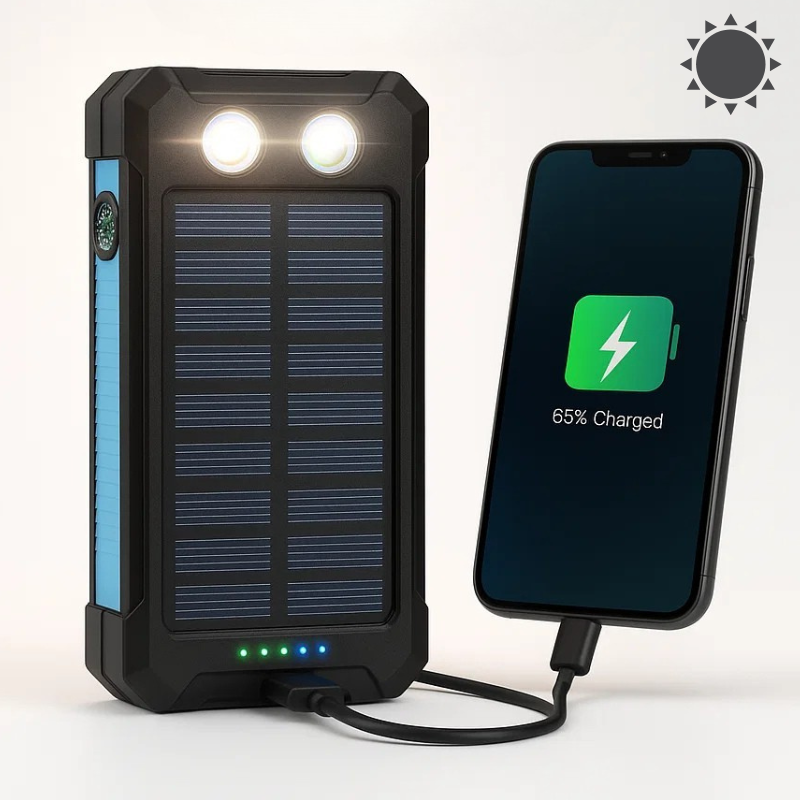 RayCharge | Solenergi-Powerbank med 20,000mAh & Dual-USB Blå Nuvenci.dk