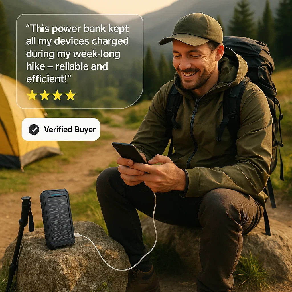 RayCharge | Solenergi-Powerbank med 20,000mAh & Dual-USB Nuvenci.dk
