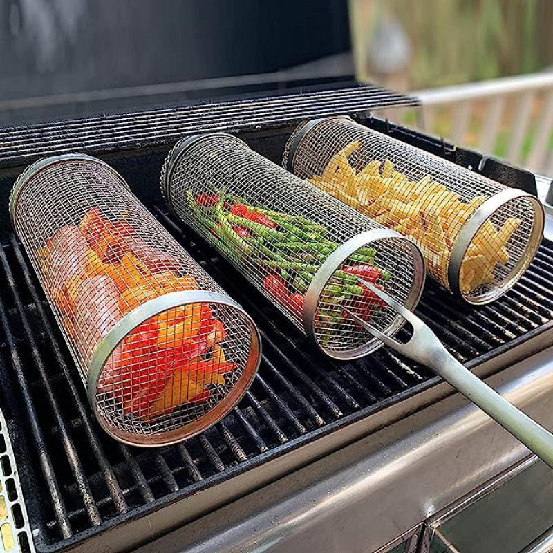 RoastMaster | Rustfrit stål kurv til fisk, kød & grøntsager 20*9*9cm med en krog Nuvenci.dk