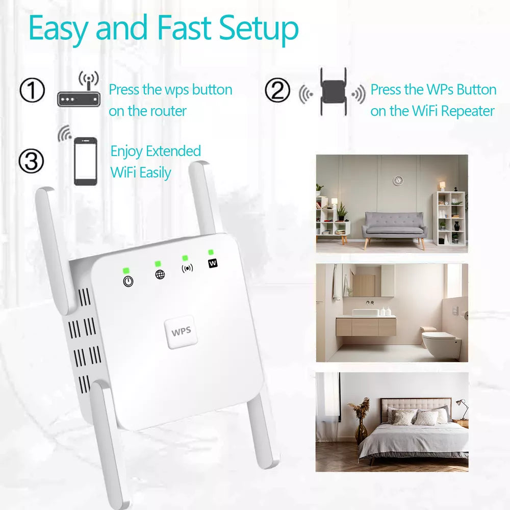 SignalBoost | 5G WiFi Repeater med 1200Mbps & 4 Antenner Nuvenci.dk