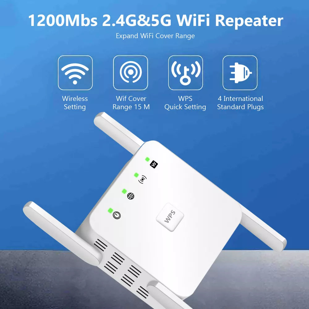 SignalBoost | 5G WiFi Repeater med 1200Mbps & 4 Antenner Nuvenci.dk