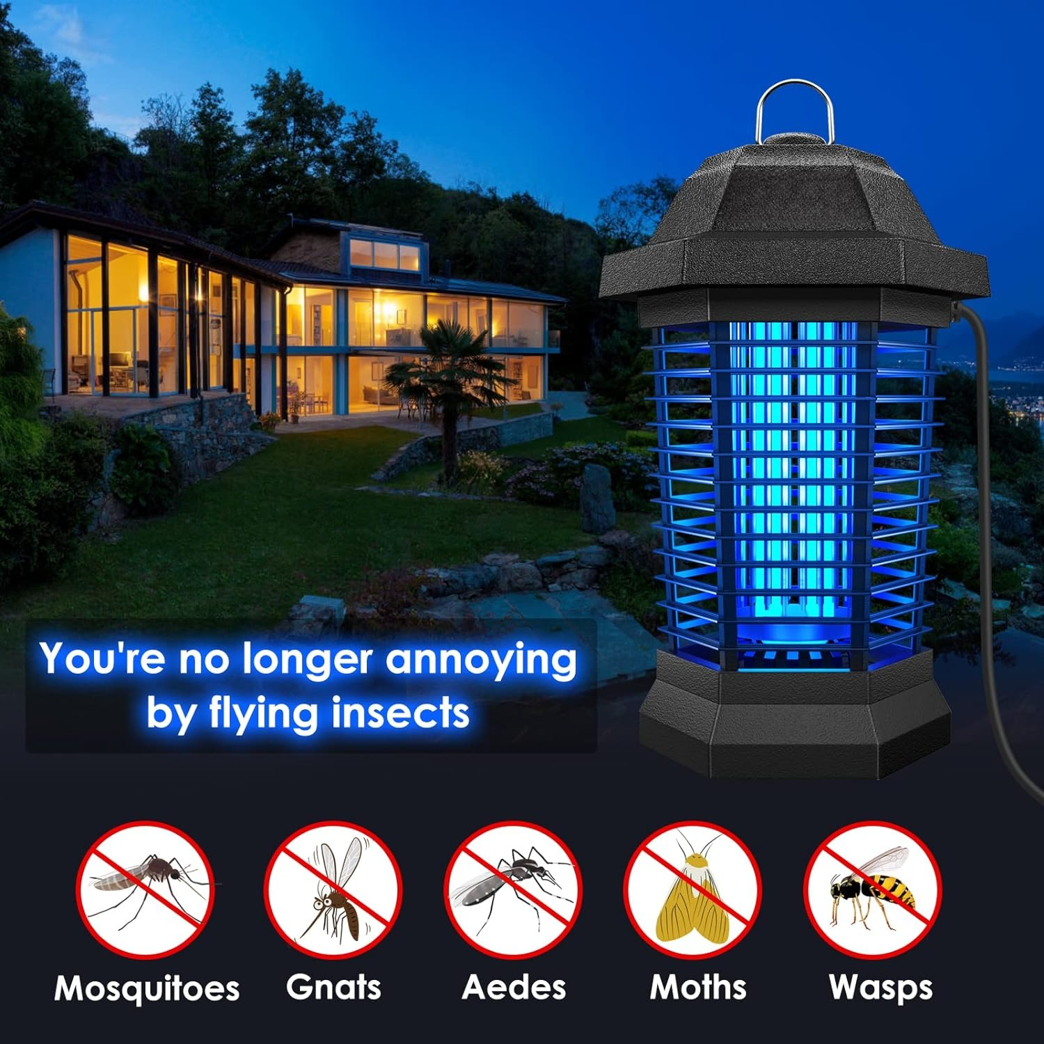 BuzzKill | Elektrisk Myggefanger med 3500V Netbeskyttelse