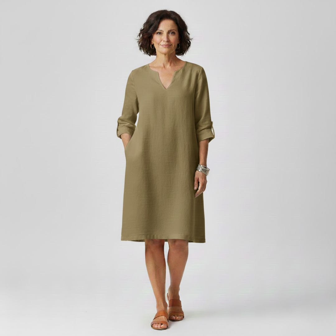 Sorella | Kjole – Feminint Snit og Tidløs Elegance Khaki Nuvenci.dk